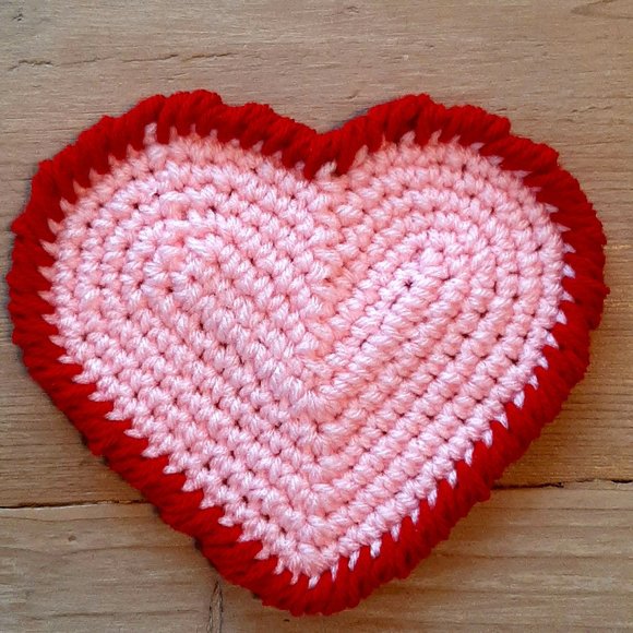 crochet mixure heart coasters set of 4 - Picture 1 of 2